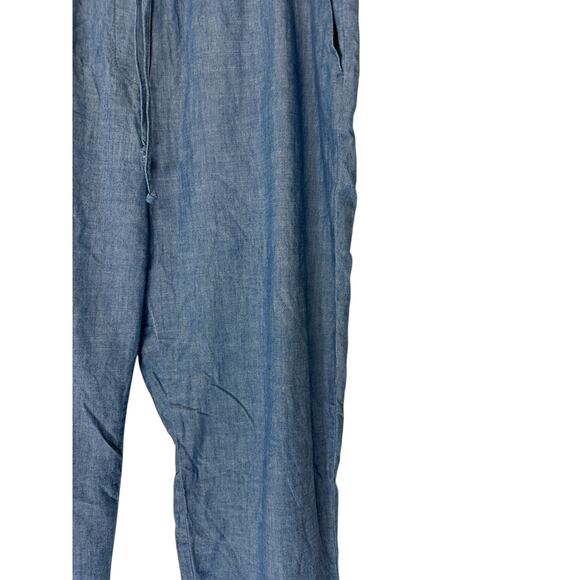 J.Crew Chambray Drawstring Pant Blue Relaxed Straight Leg Casual Relaxed Size 14 - Picture 3 of 12